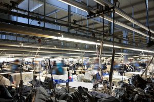 Sewing area of a textile factory. Sewing area of a textile factory.